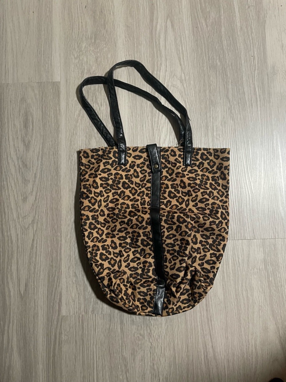 Leopard Print Tote Bag with Black Trim